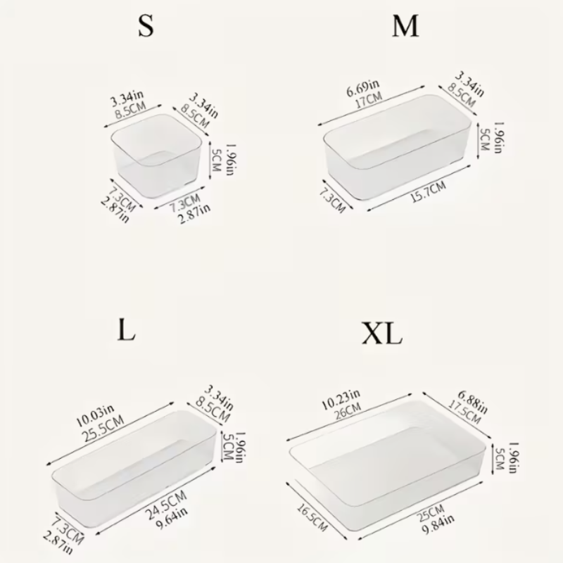 7-Piece Clear Drawer Organizer Tray Set - Multipurpose Storage Set for Kitchen, Home & Office