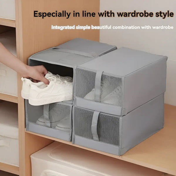 Foldable Shoe Box – Space-Saving Shoe Storage Box with Mesh Design for Closet, Home & Small Spaces (Pack of 1)