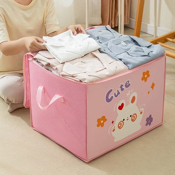 Large Capacity Cartoon Quilt Storage Bag – Durable Clothes & Bedding Organizer (Random Print)