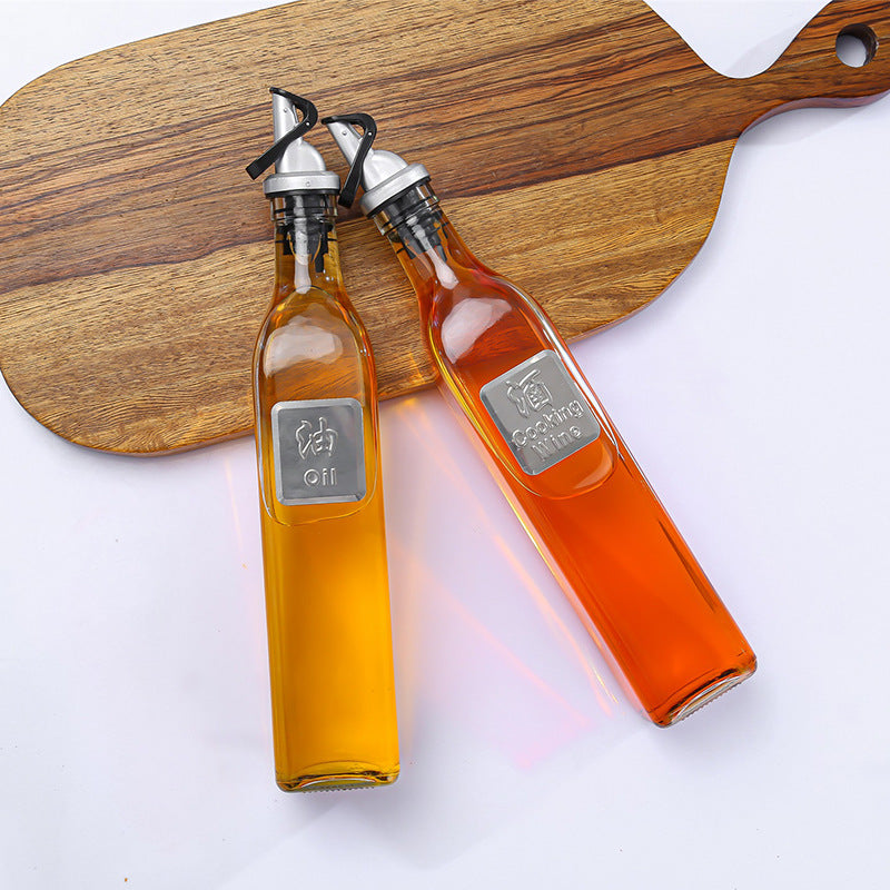 500ml Oil Glass Bottle – Elegant Transparent Dispenser for Kitchen, Vinegar & Olive Oil Storage (Pack of 1)