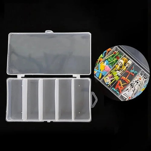 5 Grid Clear Storage Box – Transparent Hard Plastic Organizer for Jewelry, Crafts & Small Items  (Pack of 2)