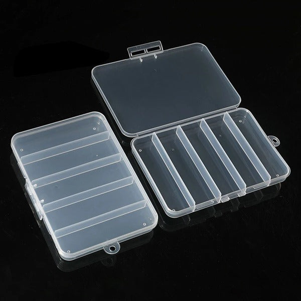 5 Grid Clear Storage Box – Transparent Hard Plastic Organizer for Jewelry, Crafts & Small Items  (Pack of 2)
