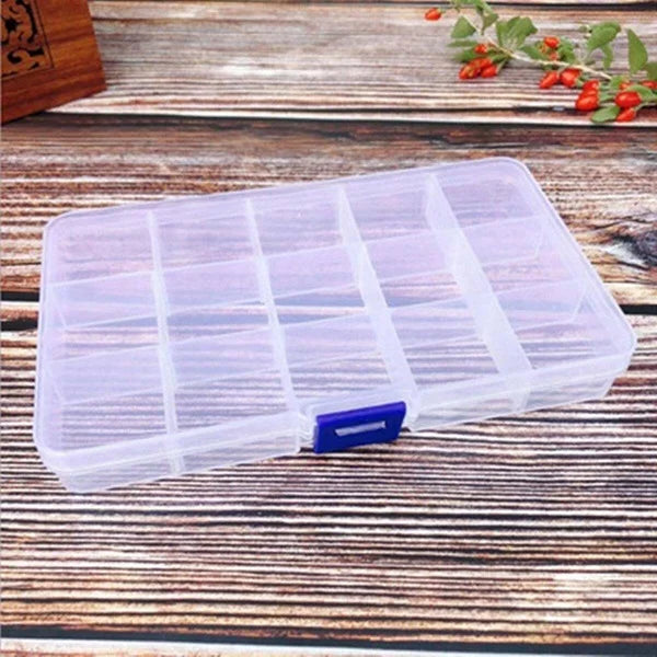 15 Compartment Transparent Storage Box – Clear Hard Plastic Organizer for Jewelry, Pills & Crafts | Buy 1 Get 1 Free