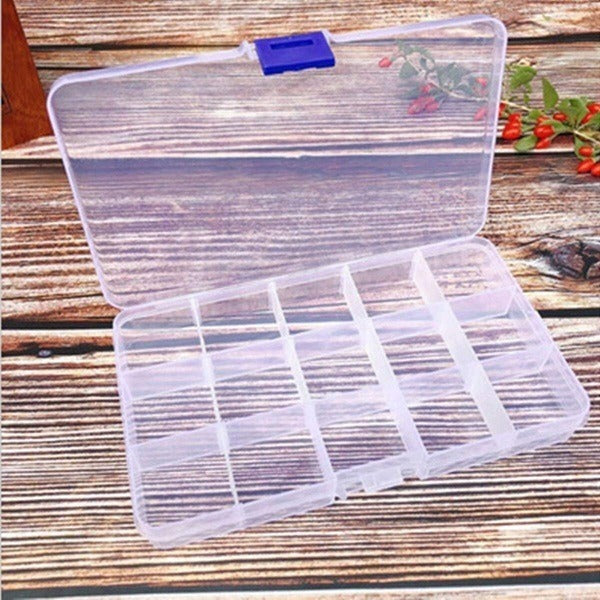 15 Compartment Transparent Storage Box – Clear Hard Plastic Organizer for Jewelry, Pills & Crafts | Buy 1 Get 1 Free