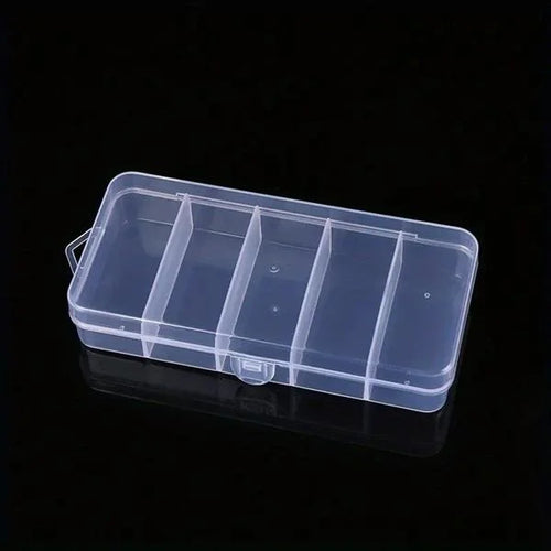 5 Grid Clear Storage Box – Transparent Hard Plastic Organizer for Jewelry, Crafts & Small Items  (Pack of 2)