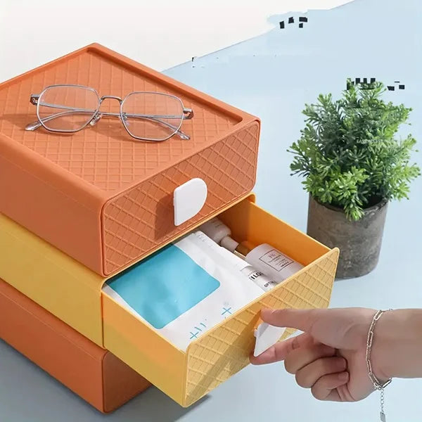 Large Capacity Desk Organizer Box (Random Design) - 1 Pc