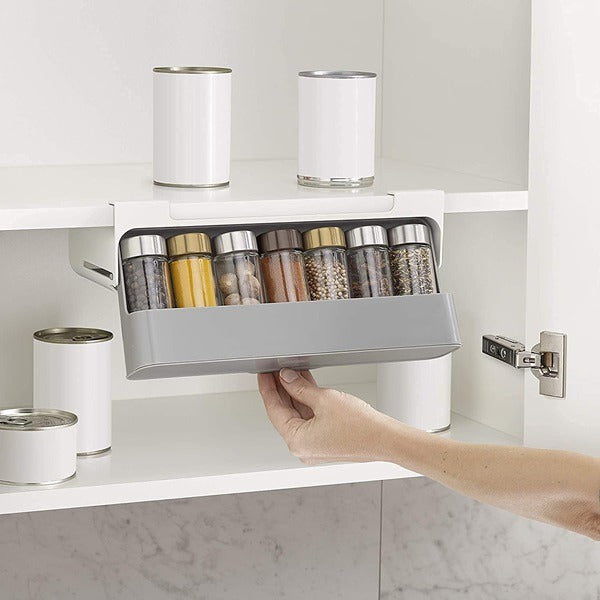 Wall Mounted Under Shelf Rack With 6pcs Bottle