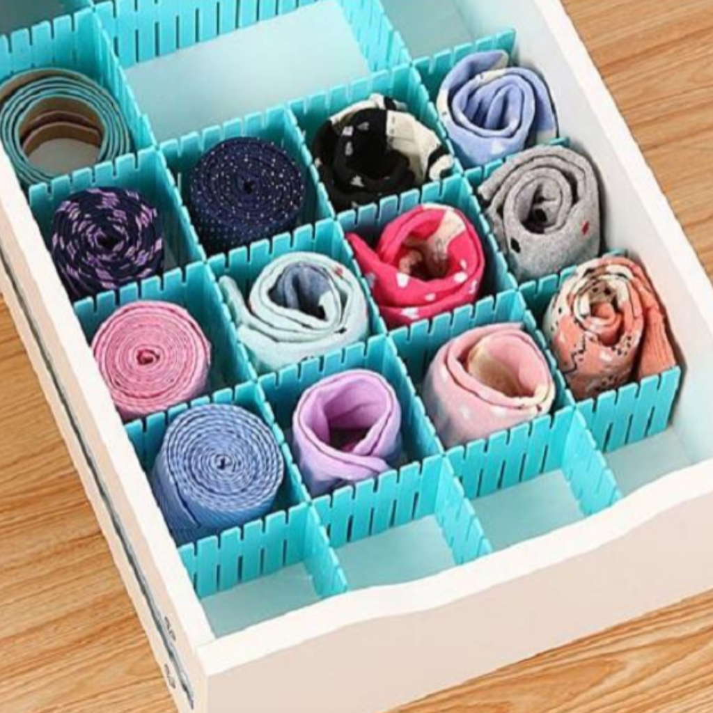 Drawer Organizer Divider Set of 6 – Adjustable Grid Partition for Makeup, Kitchen & Home Storage(Random color)