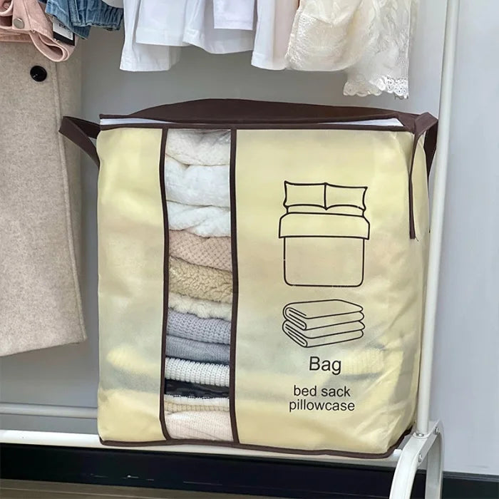 Non-Woven Quilt & Clothes Organizer | Foldable Storage Bag for Sarees, Blankets & Bedding (Pack of 1)