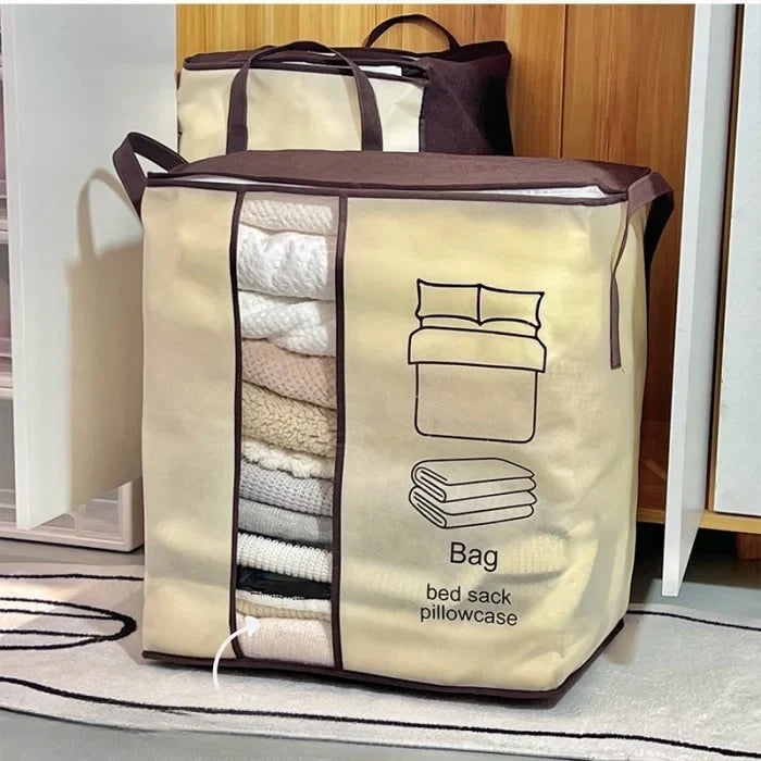 Non-Woven Quilt & Clothes Organizer | Foldable Storage Bag for Sarees, Blankets & Bedding (Pack of 1)