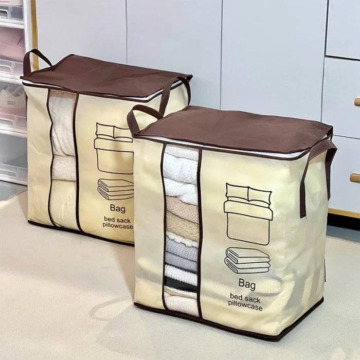 Non-Woven Quilt & Clothes Organizer | Foldable Storage Bag for Sarees, Blankets & Bedding (Pack of 1)