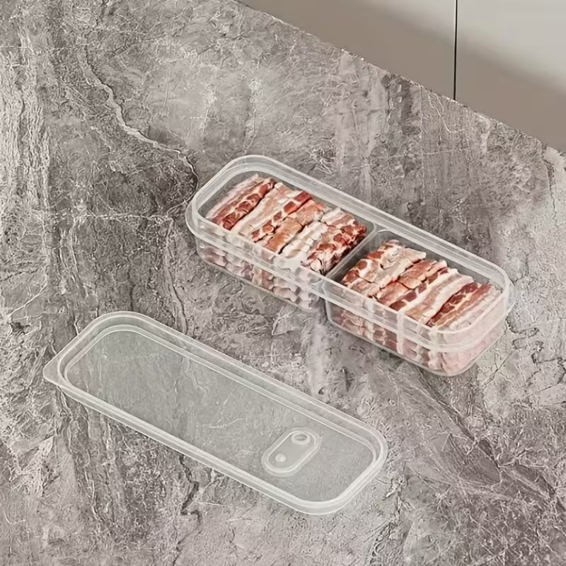 2 Compartment Freezer Storage Containers – Airtight Leak-Proof Food-Grade Meat Organizer with Divider (Pack of 1)