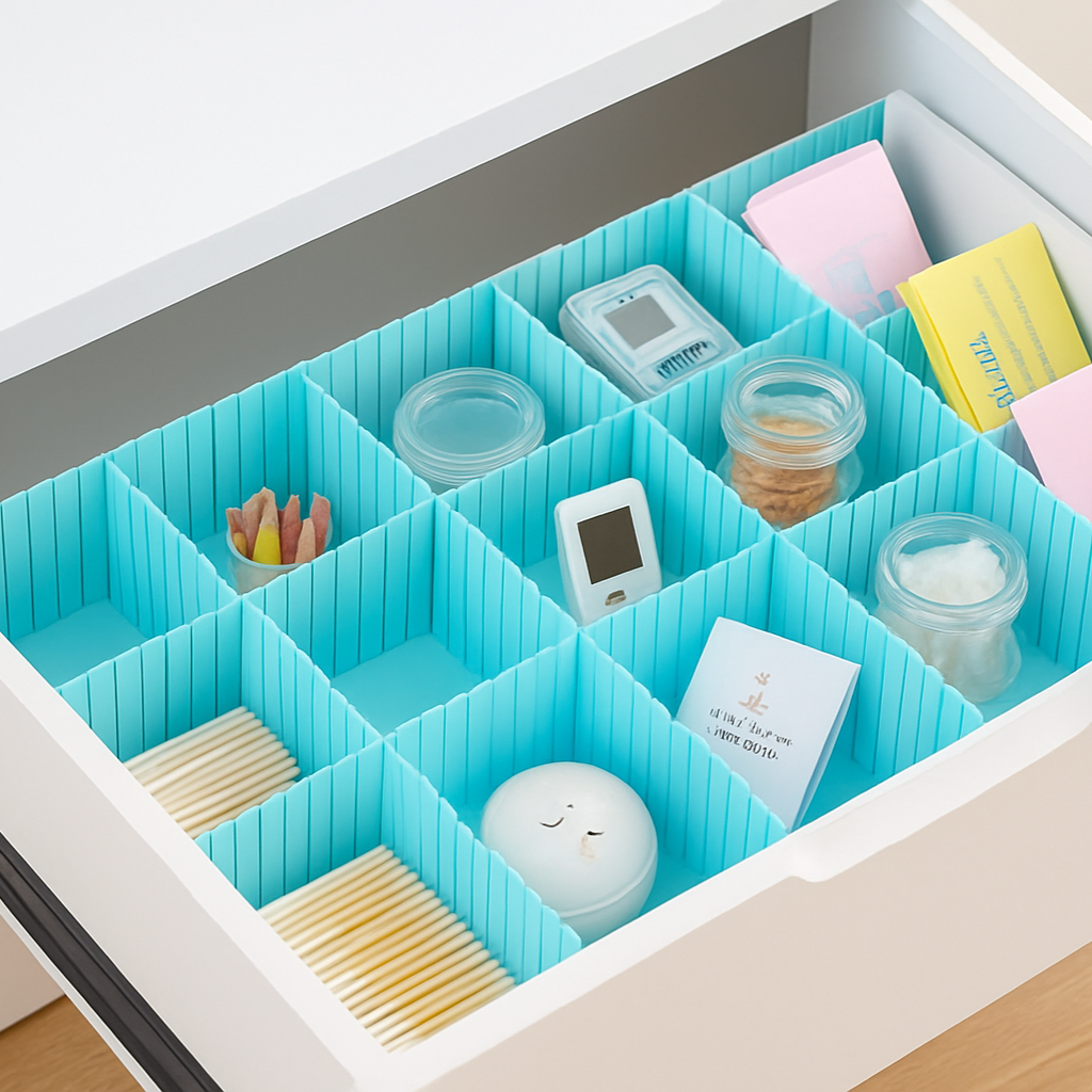 Drawer Organizer & Divider Set of 8 – Adjustable Storage Grid for Home, Kitchen & Makeup Drawers (Random color)