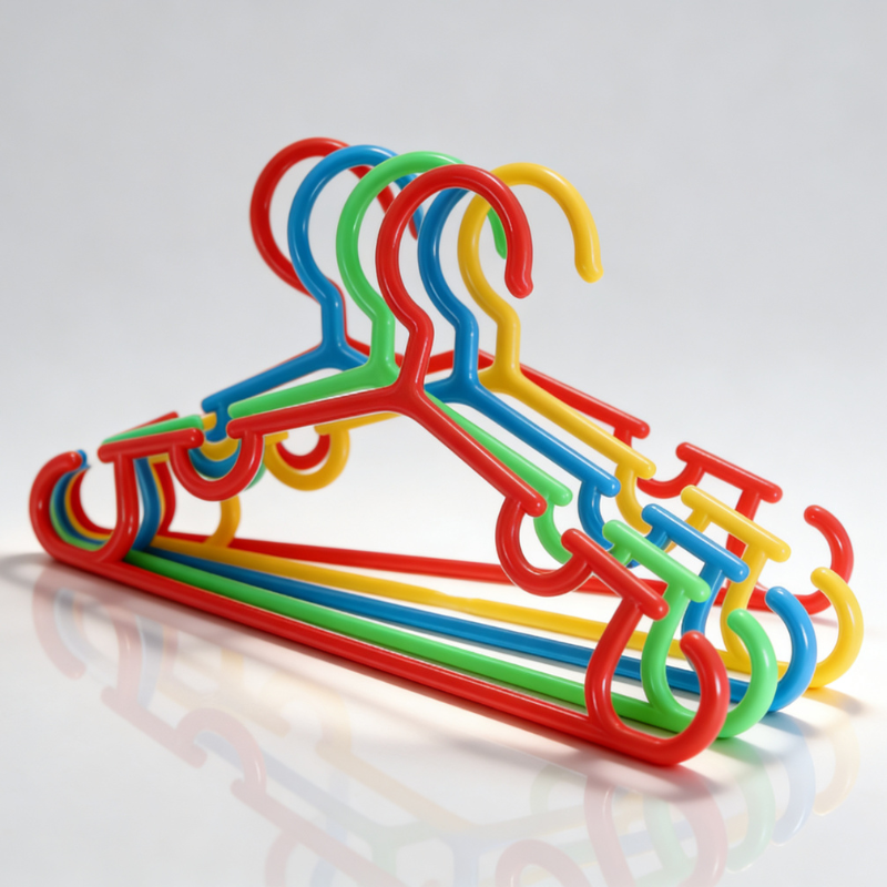 Plastic Clothes Hangers  – Strong Multicolor Hangers with Two Molded Shoulder Hooks (Random color-Pack of 5)