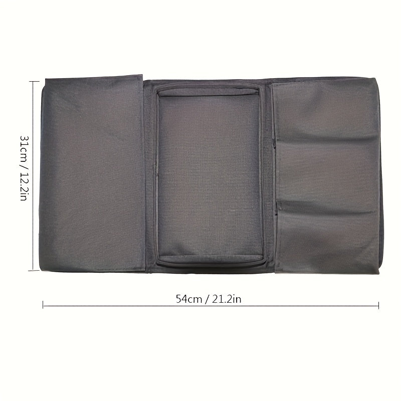Sofa Armrest Organizer with Tray – Multi-Pocket Storage for Remotes, Magazines, Snacks & Essentials