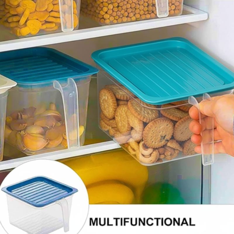 Plastic Fridge Storage Containers with Handle – Airtight Refrigerator Jars (1000 ml-Pack of 6 PCs)