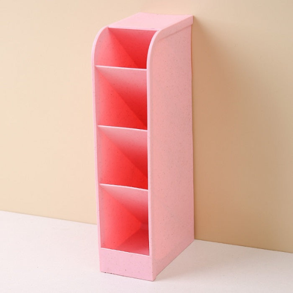 4 Grid Desktop Pen & Cosmetic Holder – Multi-Purpose Desk Organizer for Stationery & Makeup (Random Color-Pack of 1)