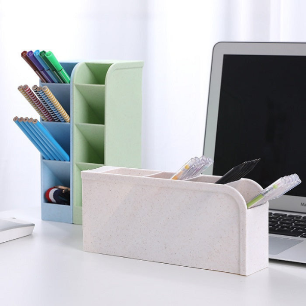4 Grid Desktop Pen & Cosmetic Holder – Multi-Purpose Desk Organizer for Stationery & Makeup (Random Color-Pack of 1)