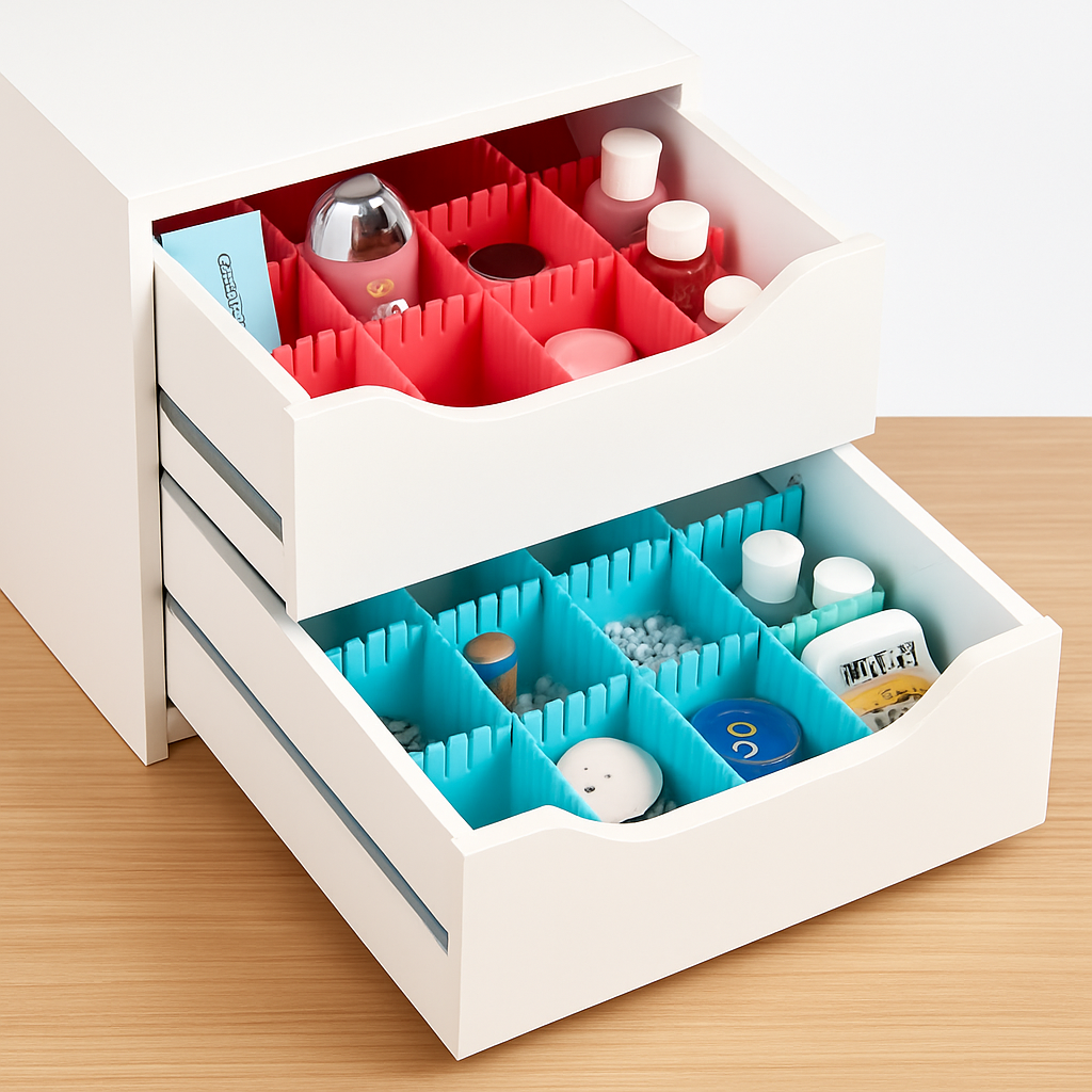 Drawer Organizer & Divider Set of 8 – Adjustable Storage Grid for Home, Kitchen & Makeup Drawers (Random color)