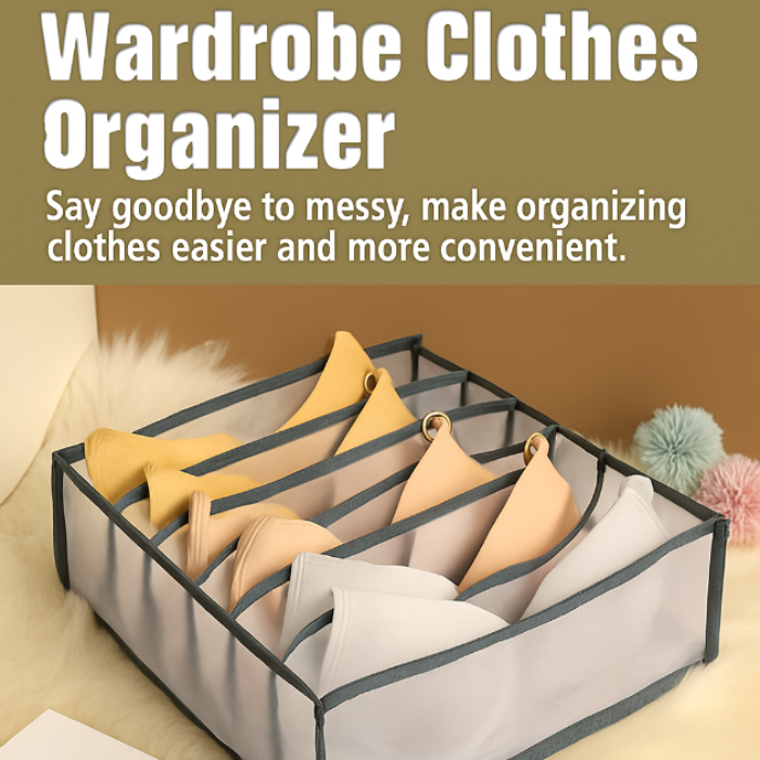 7 Compartment Under Garment Storage Box – Foldable Fabric Organizer for Socks, Underwear, Lingerie & Closet Drawer Storage(Pack of 1)